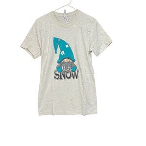 Bella Canvas size small NWOT  Gnome 'Let It Snow'T-Shirt - Cream/teal
